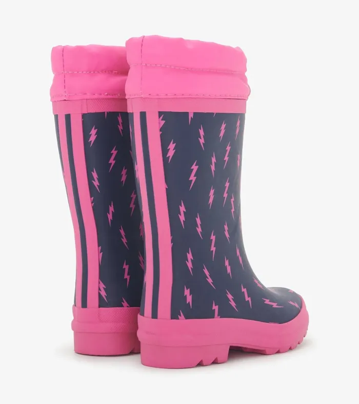 Hatley Girls Mini Lightning Bolts Sherpa Lined Rain Boots Girls Rainwear