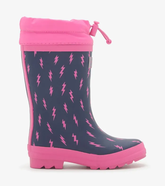 Hatley Girls Mini Lightning Bolts Sherpa Lined Rain Boots Girls Rainwear