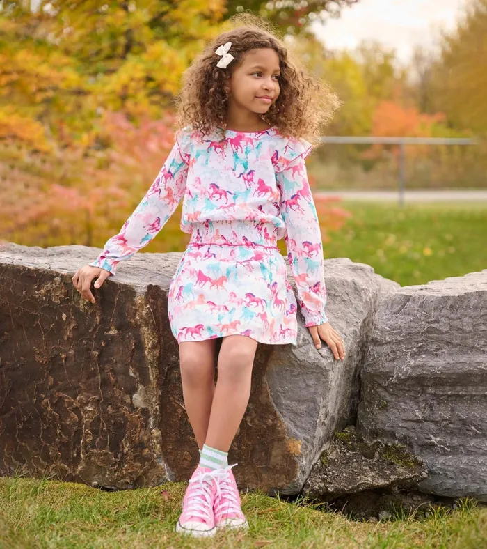 Hatley Girls Pretty Horses Smocked Waist Dress Girls Dresses