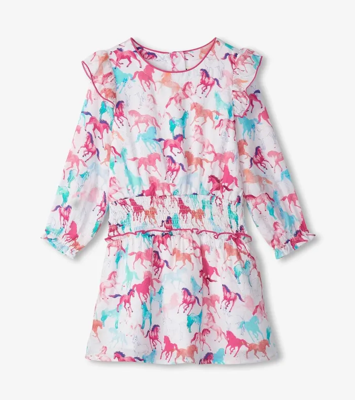 Hatley Girls Pretty Horses Smocked Waist Dress Girls Dresses