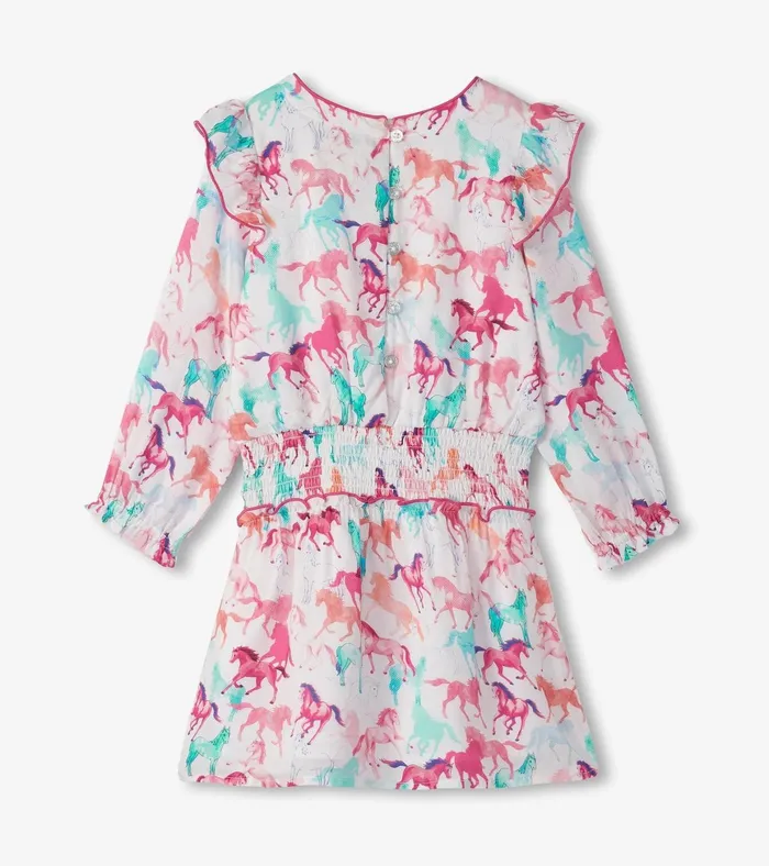 Hatley Girls Pretty Horses Smocked Waist Dress Girls Dresses