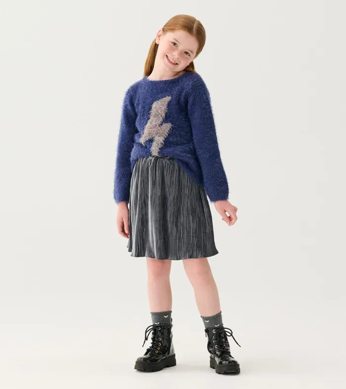 Hatley Girls Silver Shine Pleated Velour Skirt Girls Bottoms