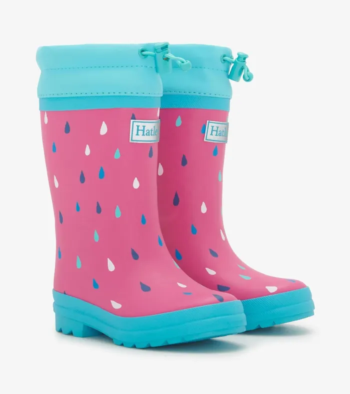 Hatley Girls Tiny Drops Sherpa Lined Rain Boots Girls Rainwear