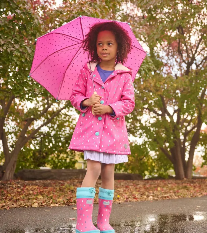 Hatley Girls Tiny Drops Sherpa Lined Rain Boots Girls Rainwear