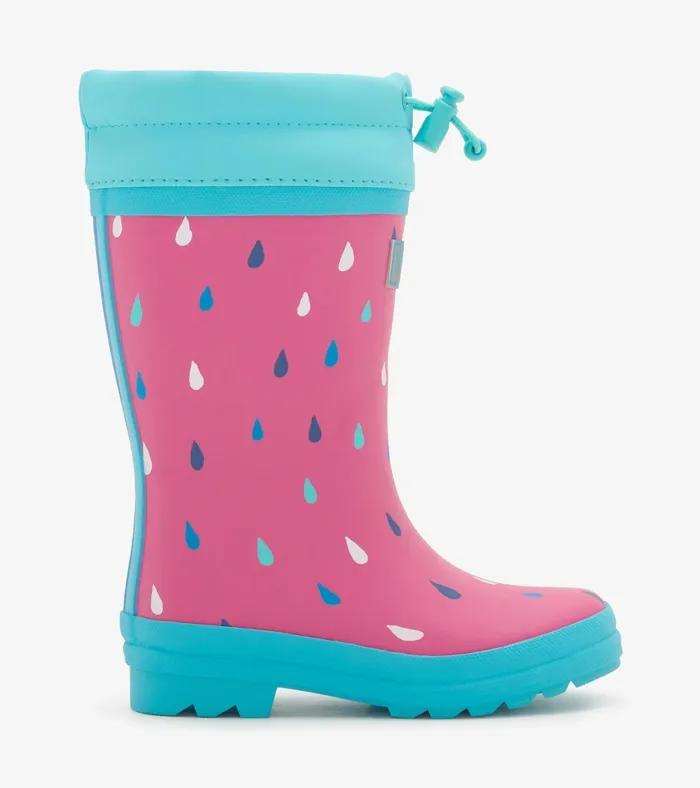 Hatley Girls Tiny Drops Sherpa Lined Rain Boots Girls Rainwear