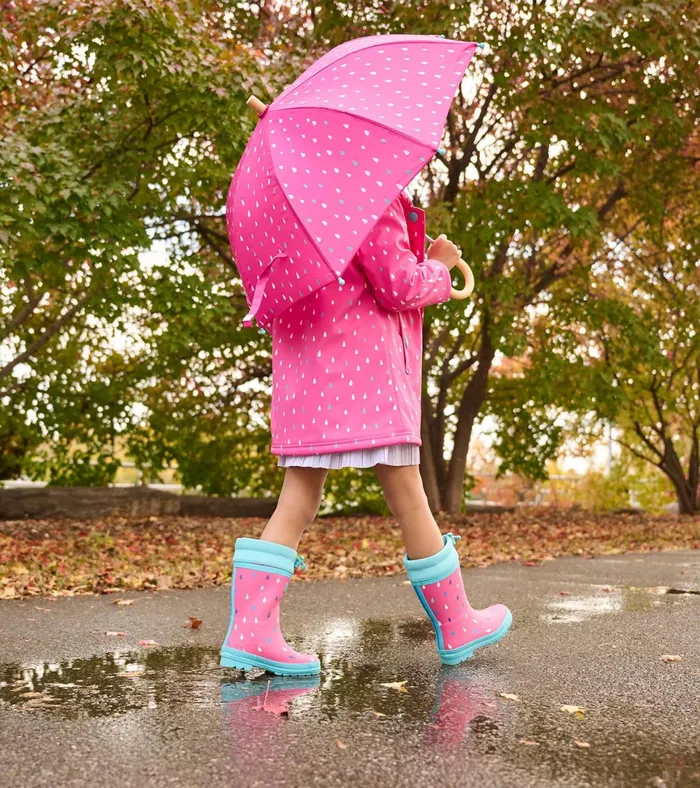 Hatley Girls Tiny Drops Sherpa Lined Rain Boots Girls Rainwear