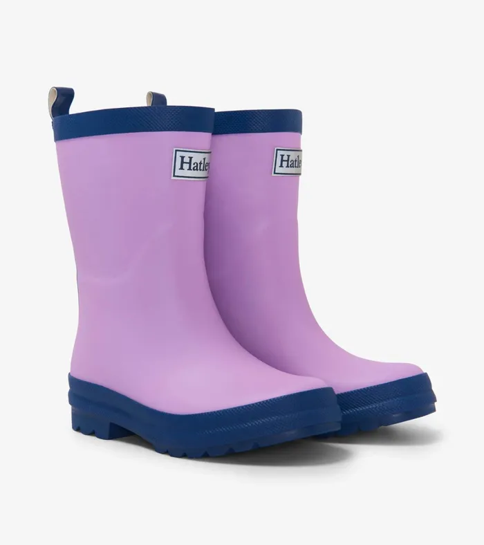 Hatley Lilac And Navy Matte Rain Boots GirlsBaby and Toddler Rainwear
