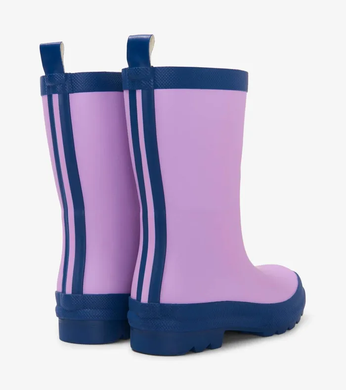 Hatley Lilac And Navy Matte Rain Boots GirlsBaby and Toddler Rainwear