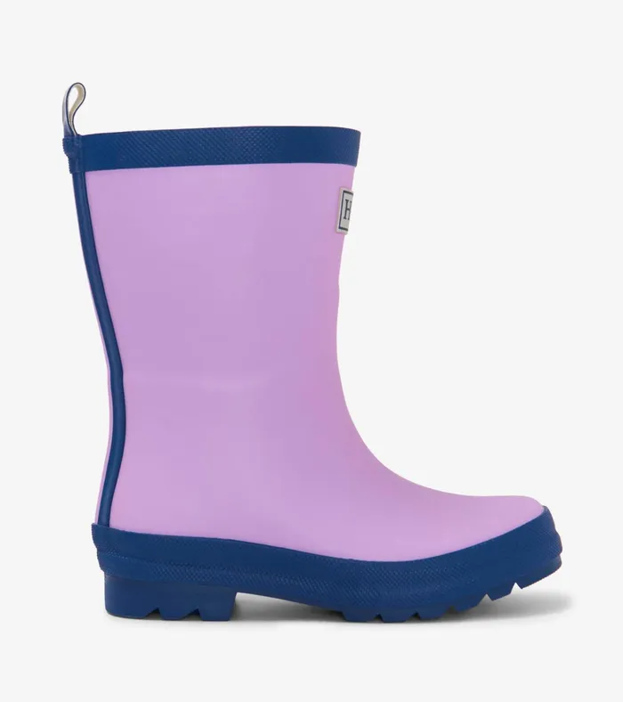 Hatley Lilac And Navy Matte Rain Boots GirlsBaby and Toddler Rainwear