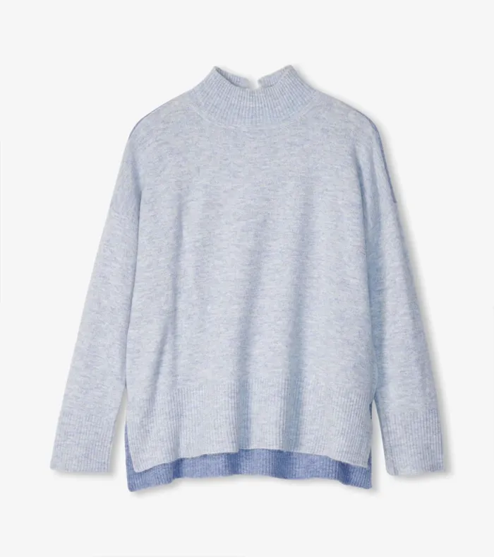 Hatley Mock Neck Tunic 8211 Blue Colorblock Women Sweaters