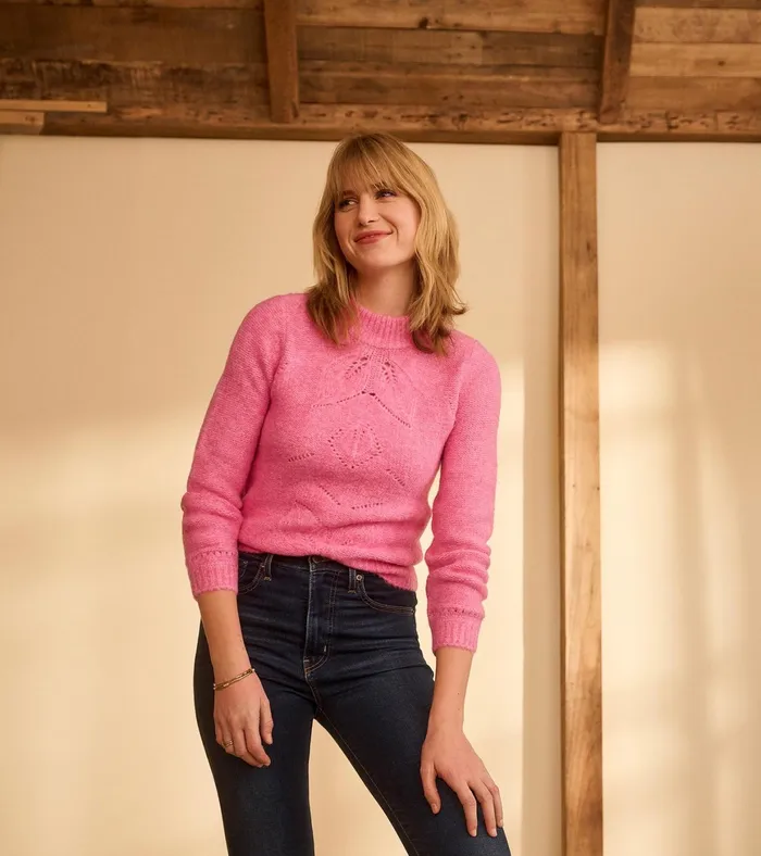 Hatley Petal Cable Sweater 8211 Raspberry Pink Women Sweaters
