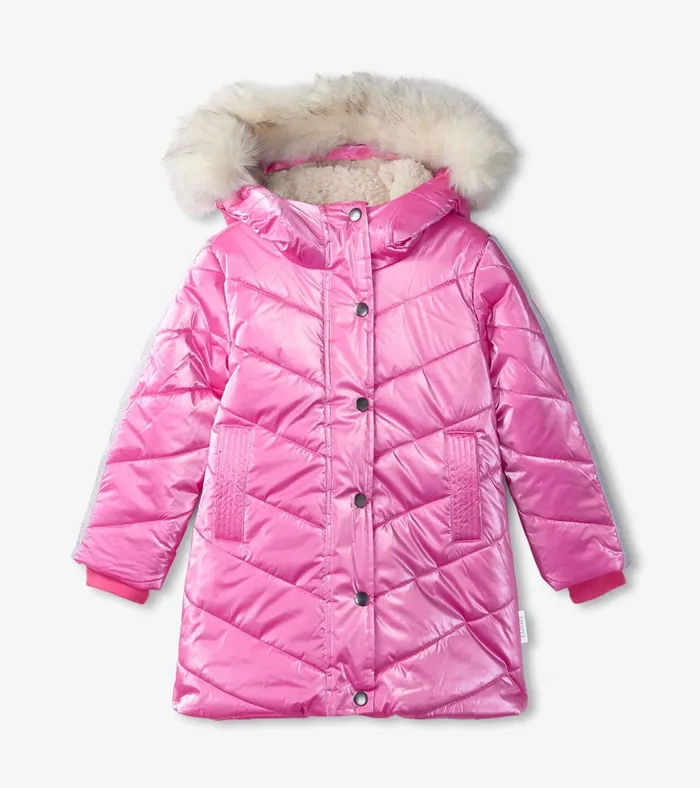 Hatley Pink Star Puffer Jacket Girls Outerwear
