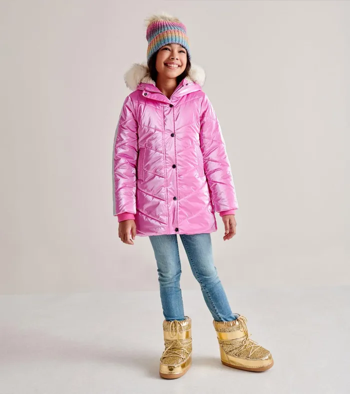 Hatley Pink Star Puffer Jacket Girls Outerwear