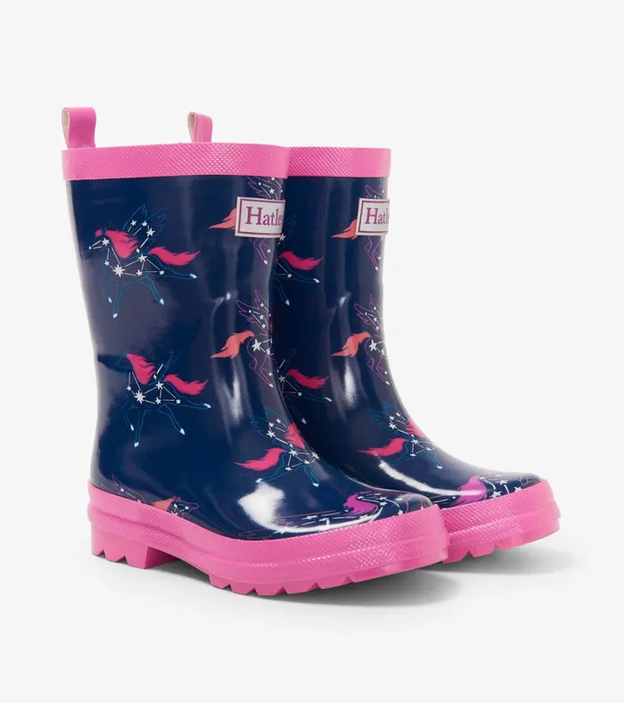 Hatley Unicorn Constellations Shiny Rain Boots Girls Rainwear