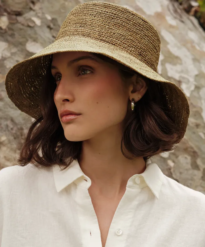 Hats and Beanies Women Jenni Kayne Crochet Raffia Sun Hat Khaki