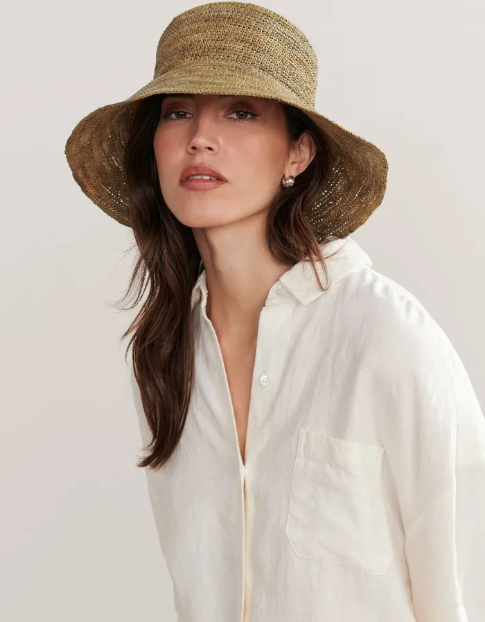 Hats and Beanies Women Jenni Kayne Crochet Raffia Sun Hat Khaki