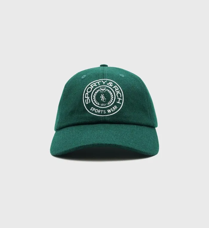 Hats Women Sporty and Rich Connecticut Crest Wool Hat 8211 Forest