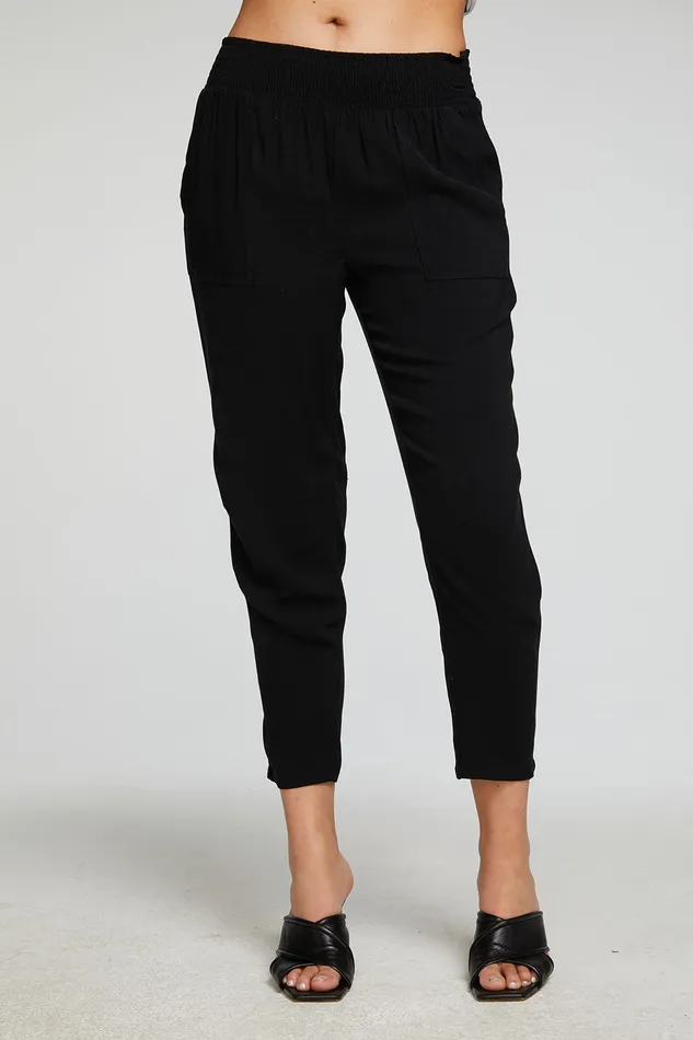Heirloom Wovens Cropped Smocked Soft Utility Pant Bottoms Chaser Brand Womens