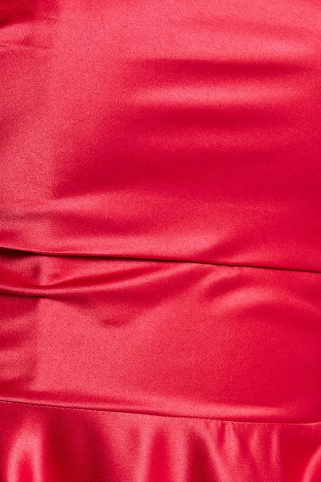 Helaina Midi Dress 8211 Strapless ALine Satin Dress In Red Women Showpo Curve Clothes