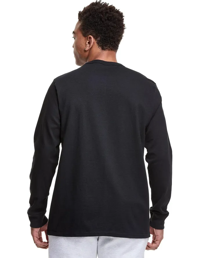Heritage Long Sleeve Tee Embroidered C Logo Black Men Champion TShirts and Tops