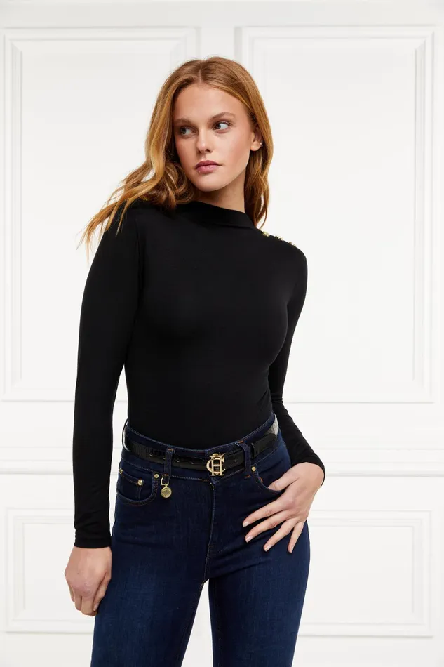 Holland Cooper Belts Women HC Classic Slim Belt Black Croc Holland Cooper Belts Women HC Classic Slim Belt Black Croc
