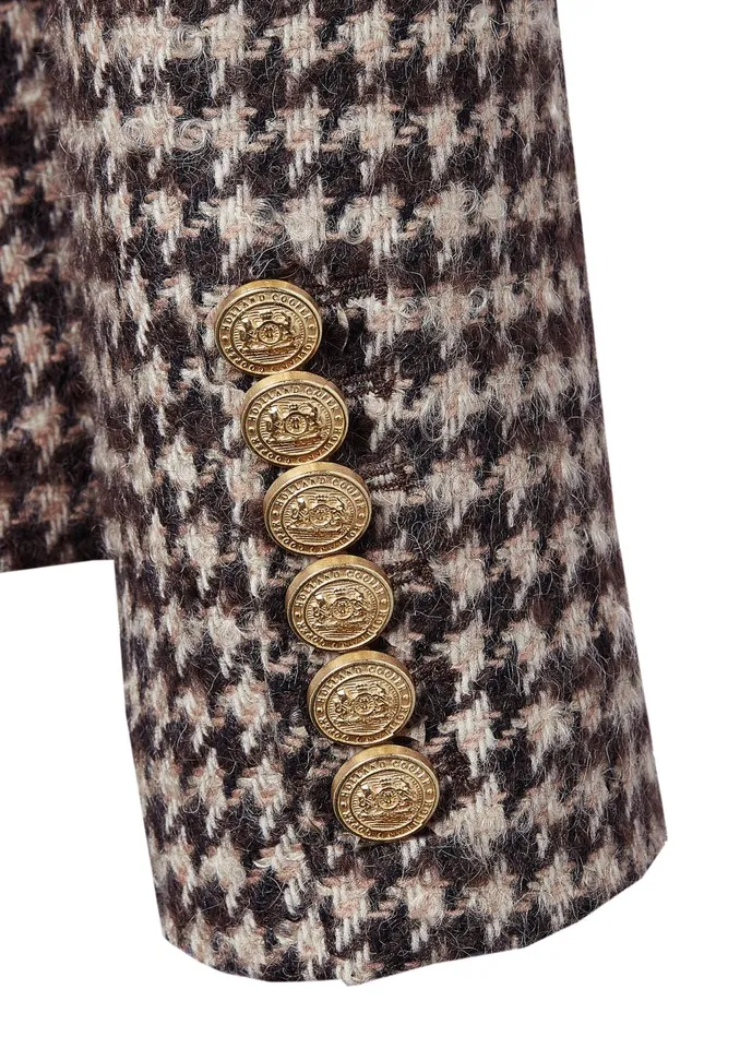 Holland Cooper Blazers Women Knightsbridge Blazer Coffee Houndstooth Holland Cooper Blazers Women Knightsbridge Blazer Coffee Houndstooth
