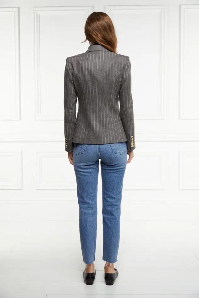 Holland Cooper Blazers Women Knightsbridge Blazer Soft Grey Pinstripe