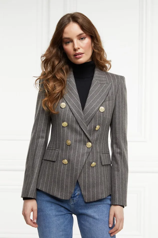 Holland Cooper Blazers Women Knightsbridge Blazer Soft Grey Pinstripe