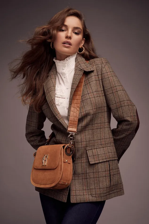 Holland Cooper Blazers Women Single Breasted Field Blazer Bourbon Tweed