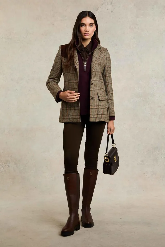 Holland Cooper Blazers Women Single Breasted Field Blazer Bourbon Tweed
