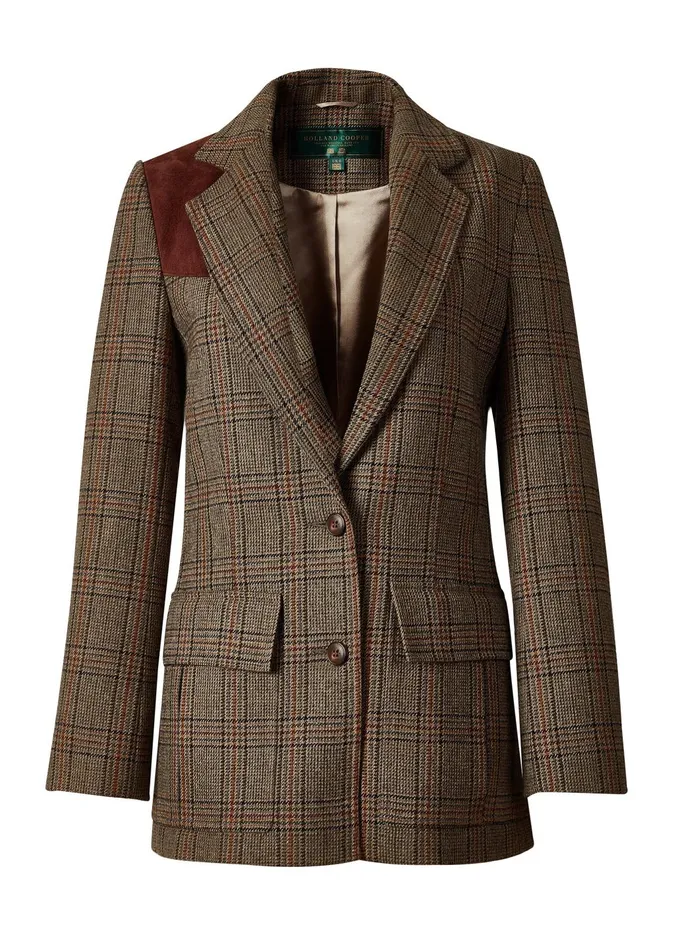 Holland Cooper Blazers Women Single Breasted Field Blazer Bourbon Tweed