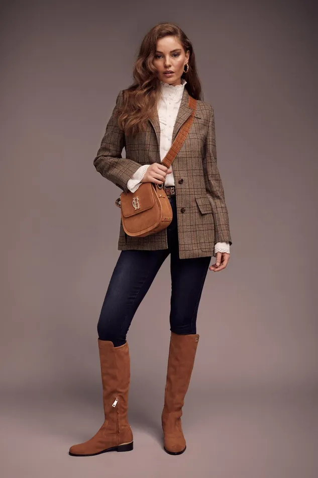 Holland Cooper Blazers Women Single Breasted Field Blazer Bourbon Tweed