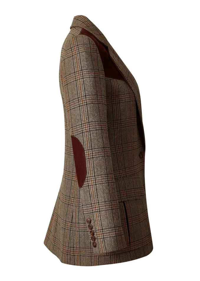 Holland Cooper Blazers Women Single Breasted Field Blazer Bourbon Tweed