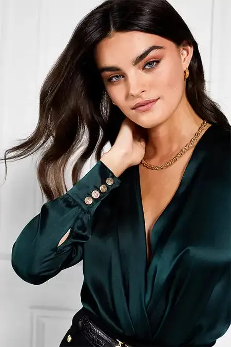Holland Cooper Bodysuits Women Silk Bodysuit Emerald Holland Cooper Bodysuits Women Silk Bodysuit Emerald