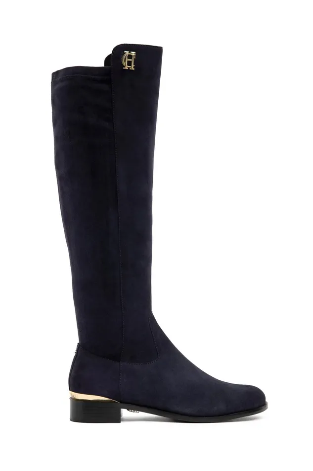 Holland Cooper Boots Women Albany Knee Boot Ink Navy Suede