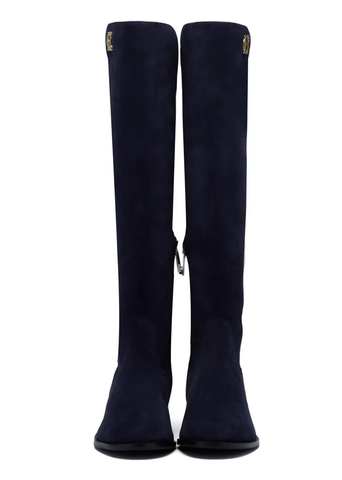 Holland Cooper Boots Women Albany Knee Boot Ink Navy Suede
