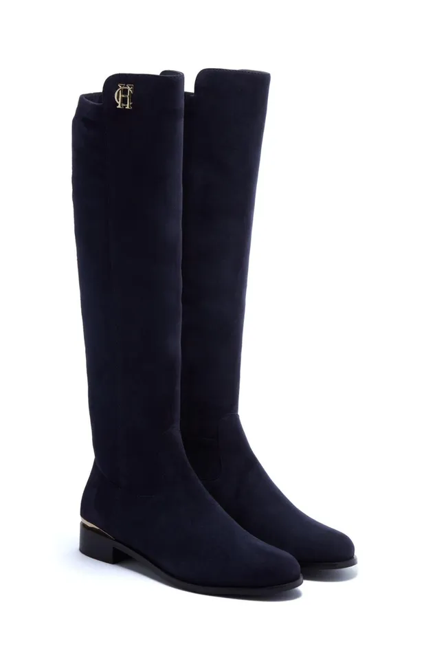 Holland Cooper Boots Women Albany Knee Boot Ink Navy Suede