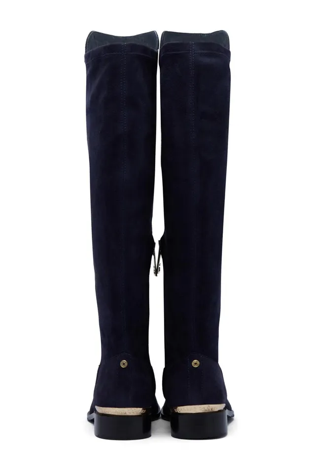 Holland Cooper Boots Women Albany Knee Boot Ink Navy Suede