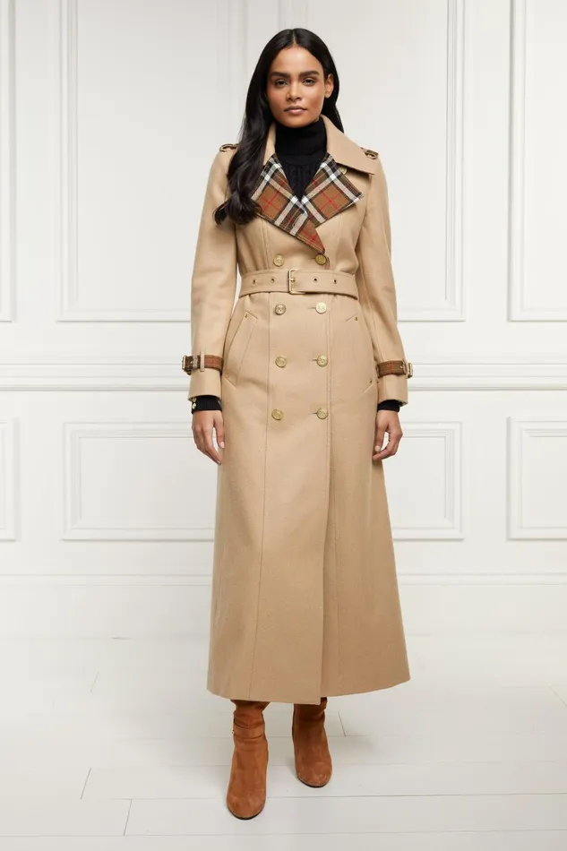Holland Cooper Coats Women Full Length Chelsea Trench Coat Camel