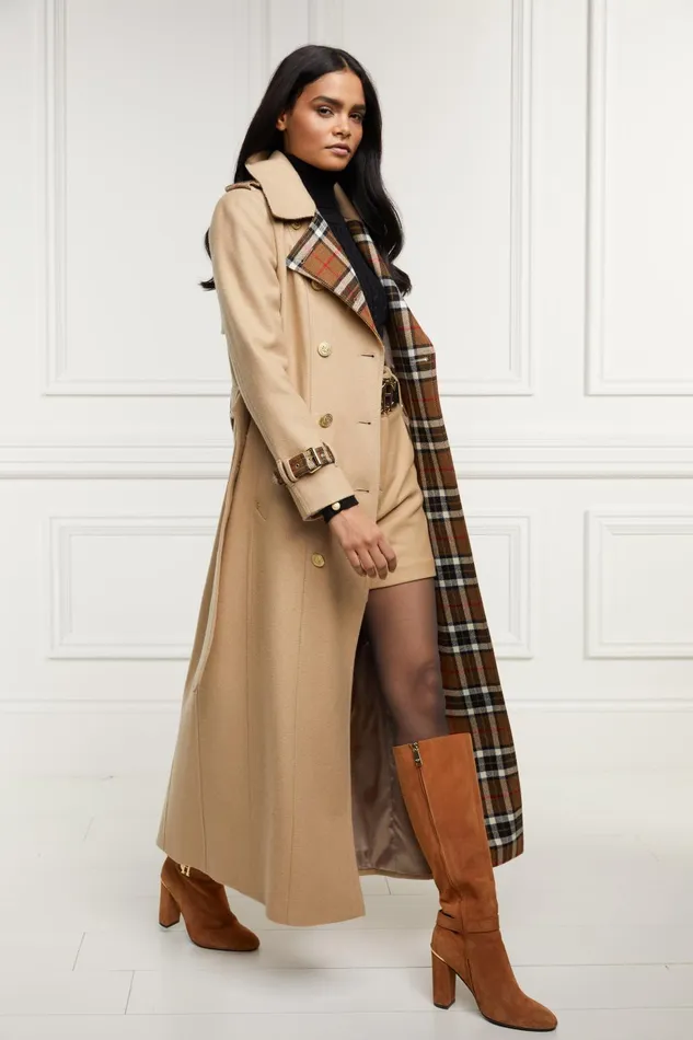 Holland Cooper Coats Women Full Length Chelsea Trench Coat Camel