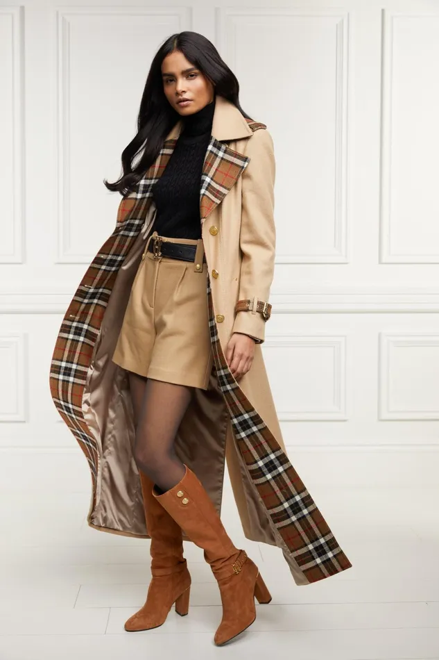 Holland Cooper Coats Women Full Length Chelsea Trench Coat Camel
