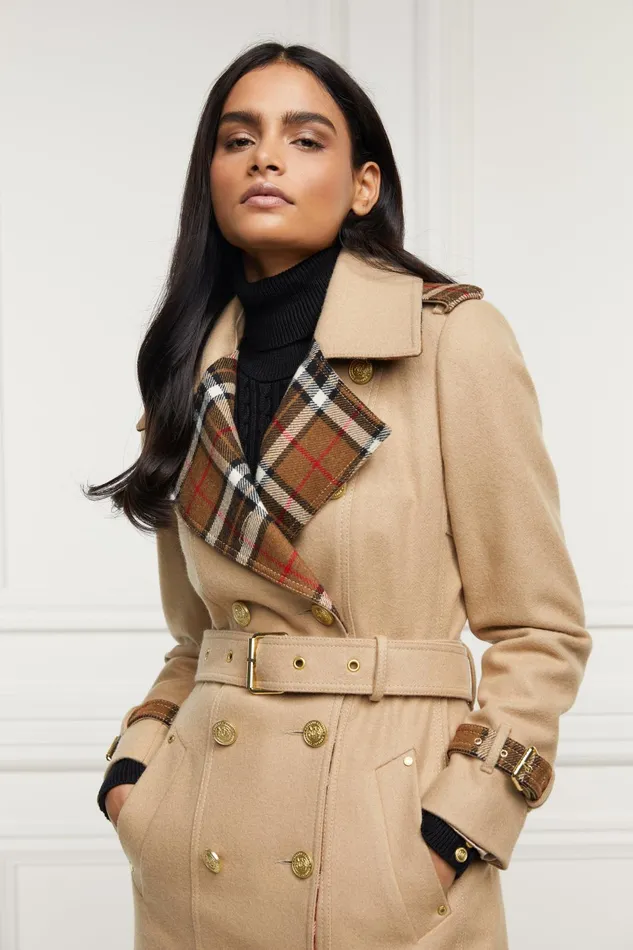 Holland Cooper Coats Women Full Length Chelsea Trench Coat Camel