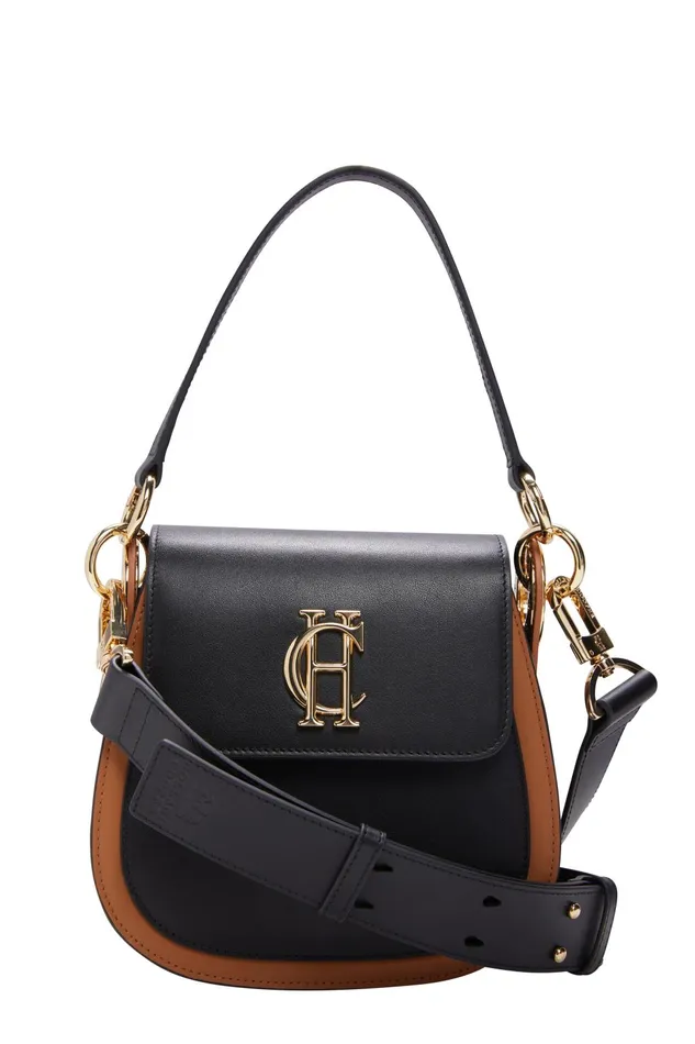 Holland Cooper Crossbody Bags Women Chelsea Saddle Bag Black Tan