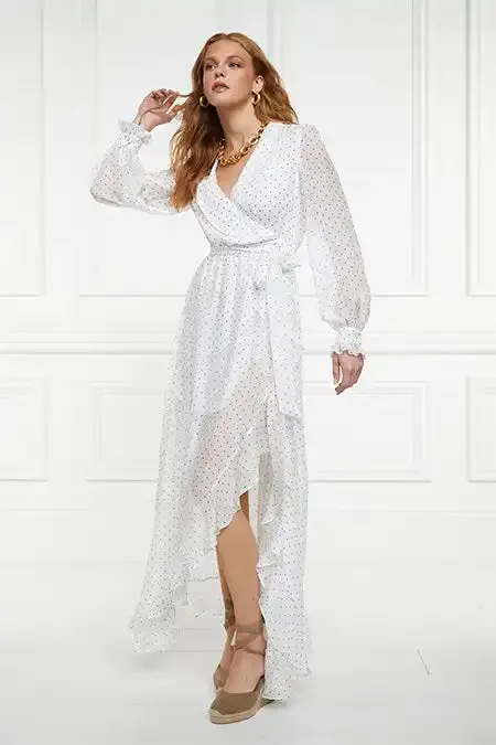 Holland Cooper Dresses Women Ellisa Maxi Dress Ecru Polka Dot