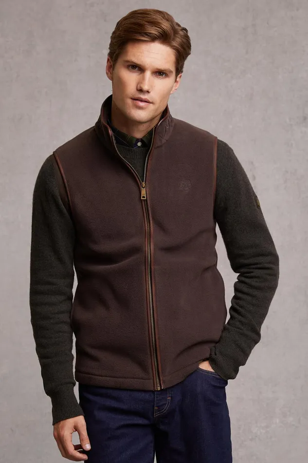 Holland Cooper Fleeces Men Country Fleece Gilet Chocolate