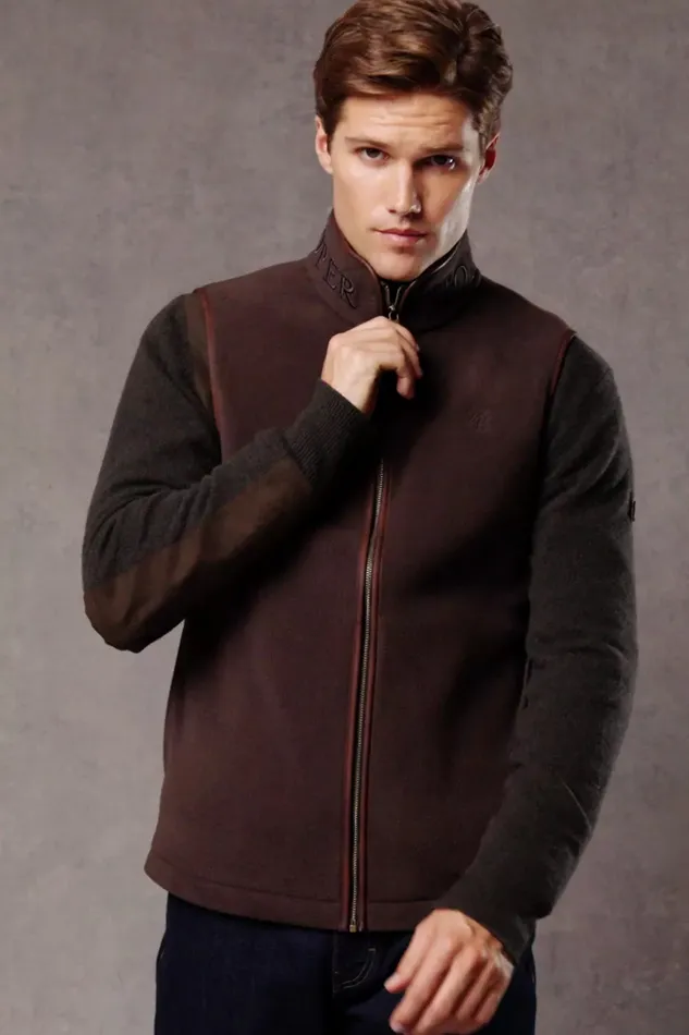 Holland Cooper Fleeces Men Country Fleece Gilet Chocolate