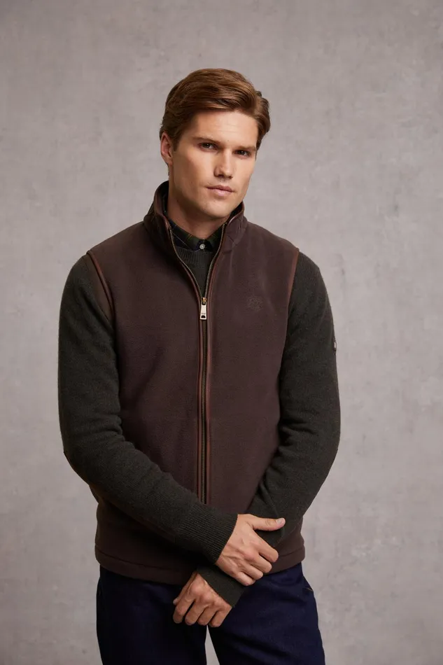 Holland Cooper Fleeces Men Country Fleece Gilet Chocolate