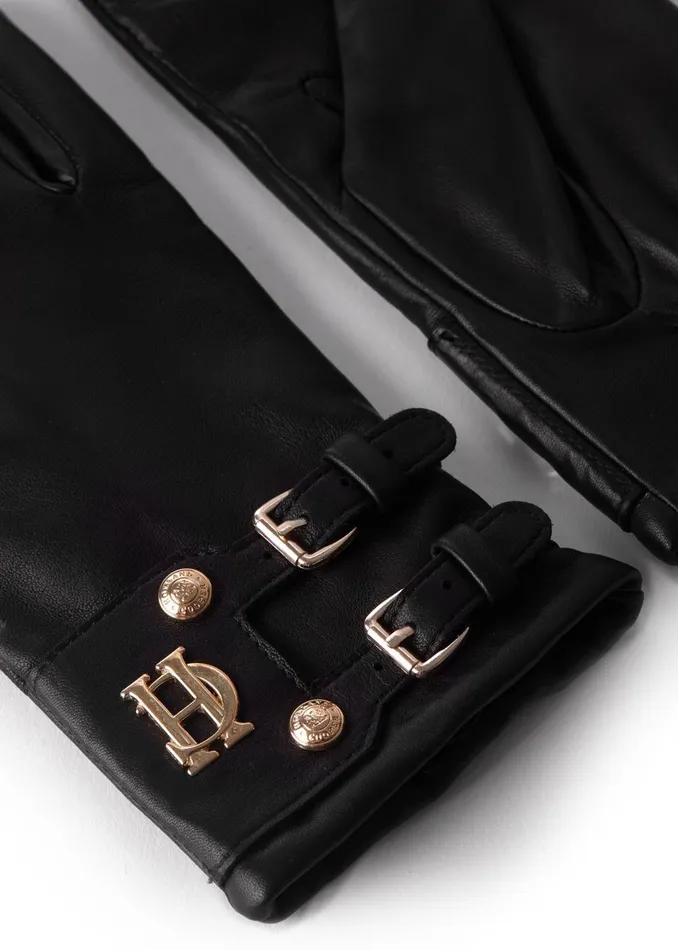 Holland Cooper Gloves Women Monogram Leather Gloves Black Holland Cooper Gloves Women Monogram Leather Gloves Black