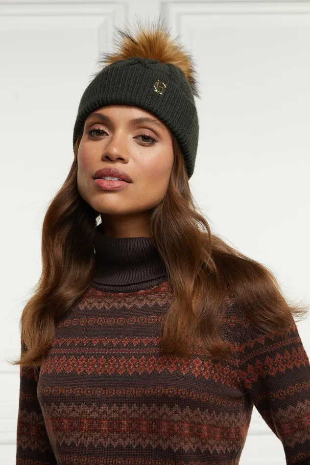 Holland Cooper Hats and Headbands Women Cortina Bobble Hat Fern Green Holland Cooper Hats and Headbands Women Cortina Bobble Hat Fern Green
