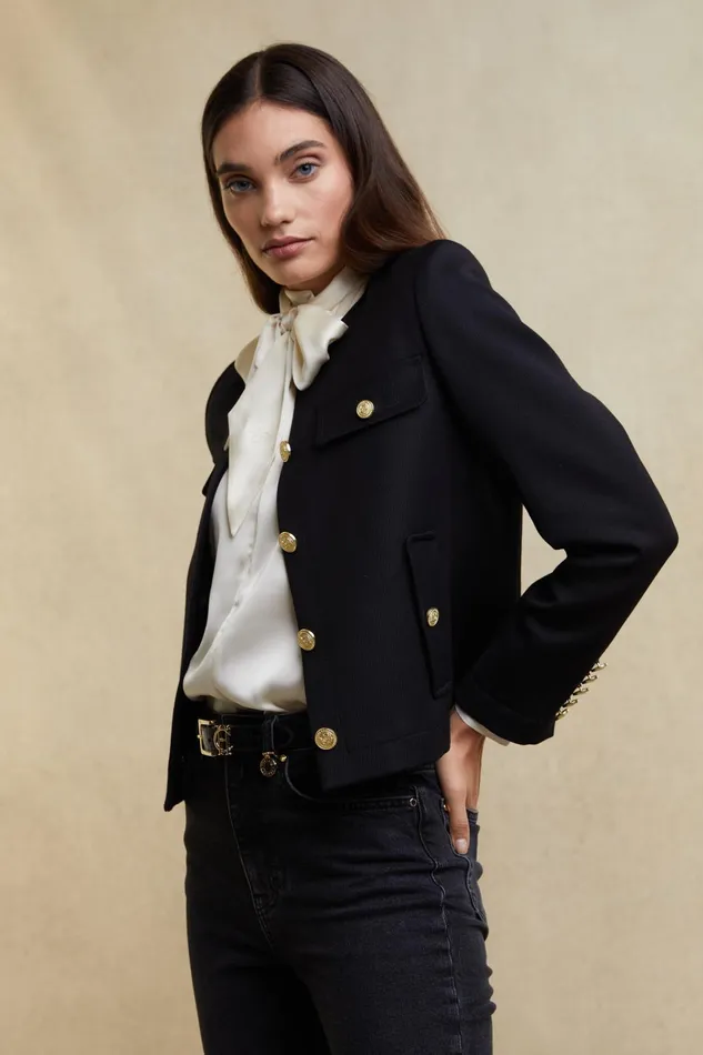 Holland Cooper Jackets Women Chelsea Jacket Black Twill Holland Cooper Jackets Women Chelsea Jacket Black Twill